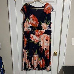 Navy blue with floral print dress